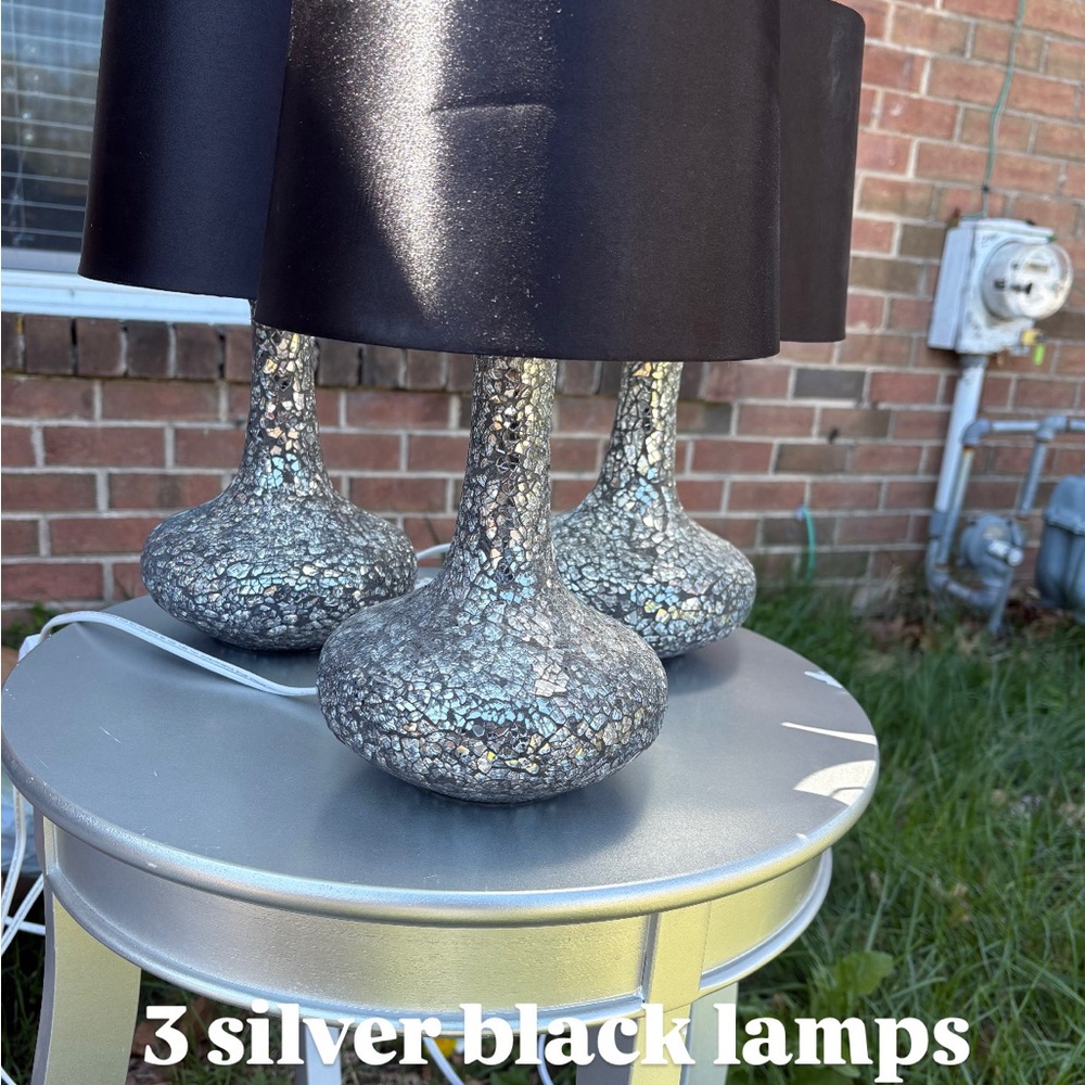 Elegant Silver and Black Table Lamps
